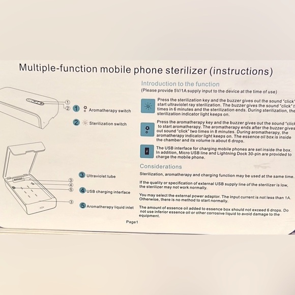 NEW 3 in 1 Smartphone Sanitizer & Charger with Aromatherapy Diffuser - Picture 5 of 10